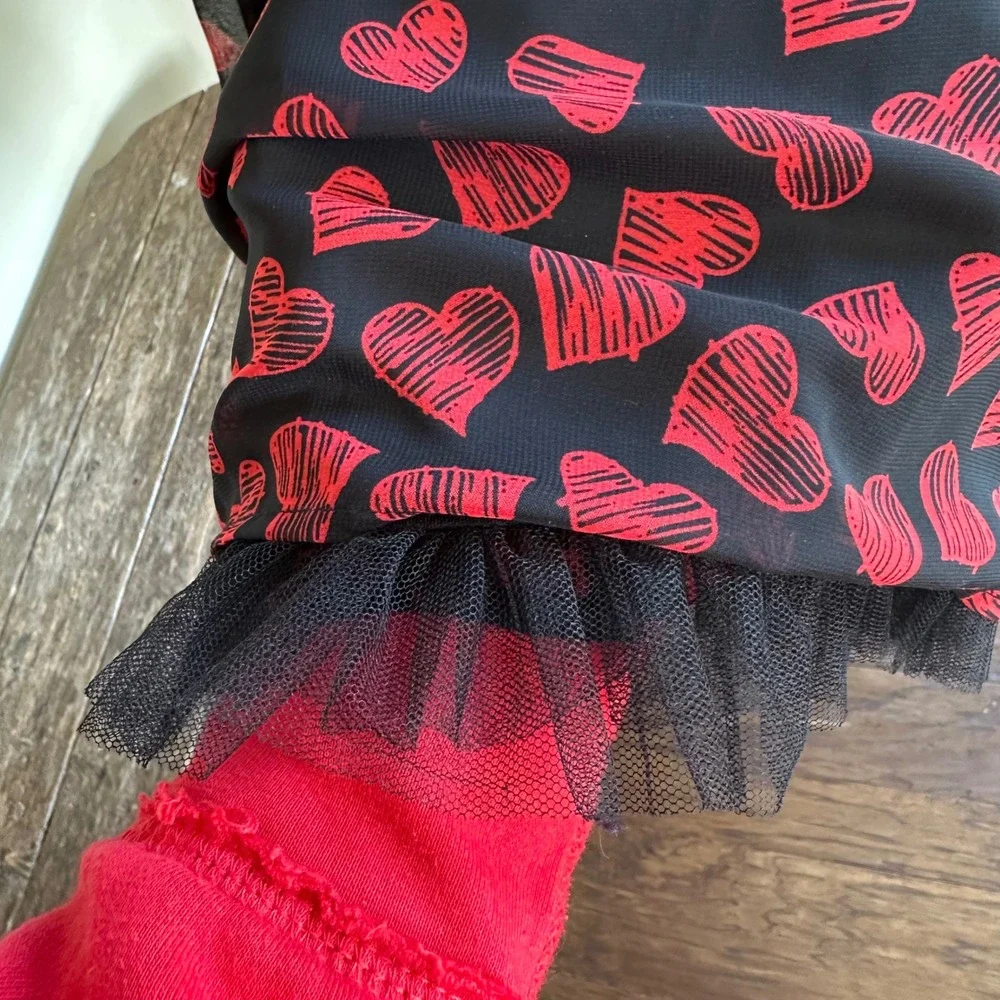 Disney D-Signed Queen of Hearts Black Red Sleeveless Ribbon Dress Kids‎ L 14 16